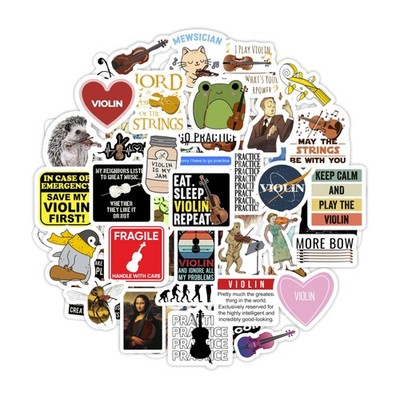 BulbaCraft 100Pcs Violin Stickers for Water Bottle and Laptop 