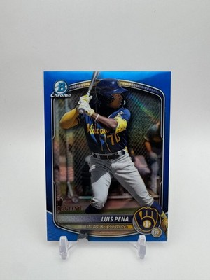 2025 Bowman Chrome Luis Pena Blue Refractor /150 #BCP-239 Brewers NM