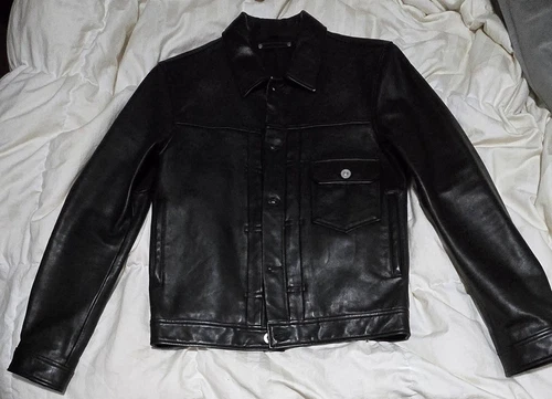 Coach NYC Giacca di Pelle Uomo Piccolo Nero Cappotto Camionista Tipo 1 IH Western Moto