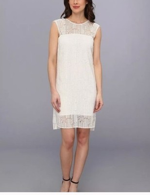 Vince Camuto Graphic Illusion New Ivory White Sheer Patterned Sheath Dress 2
