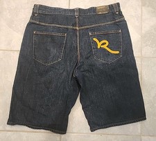 Vintage Roca Wear Baggy Blue Denim Jean Shorts Jorts Men's Size 42 Y2K Hip Hop