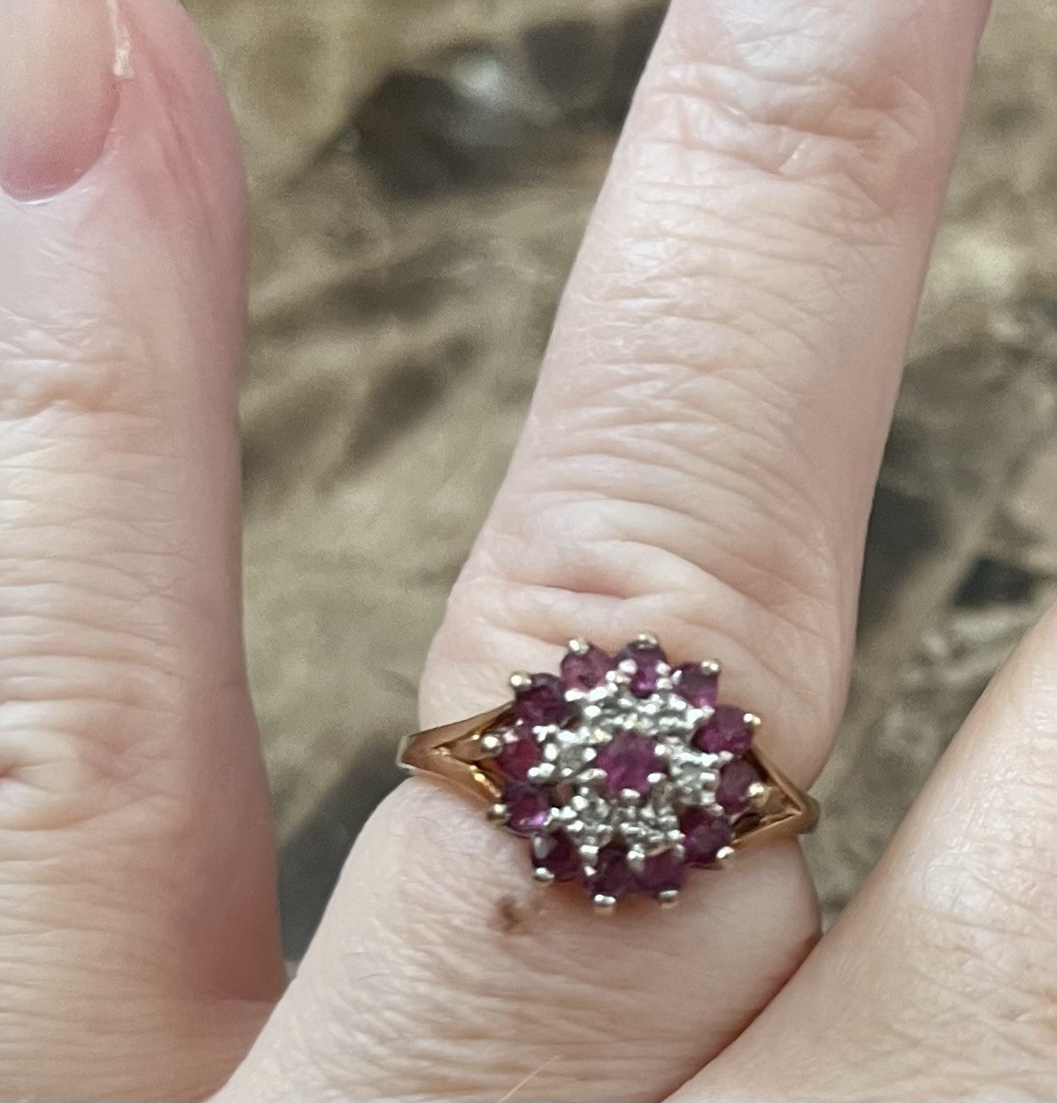 Vintage Ruby Cluster Ring Matching Ruby Heart Pen… - image 5