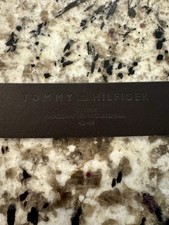 Tommy Hilfiger Mens Dress Belt Brown Solid Logo Buckle Adjustable Size 42-44
