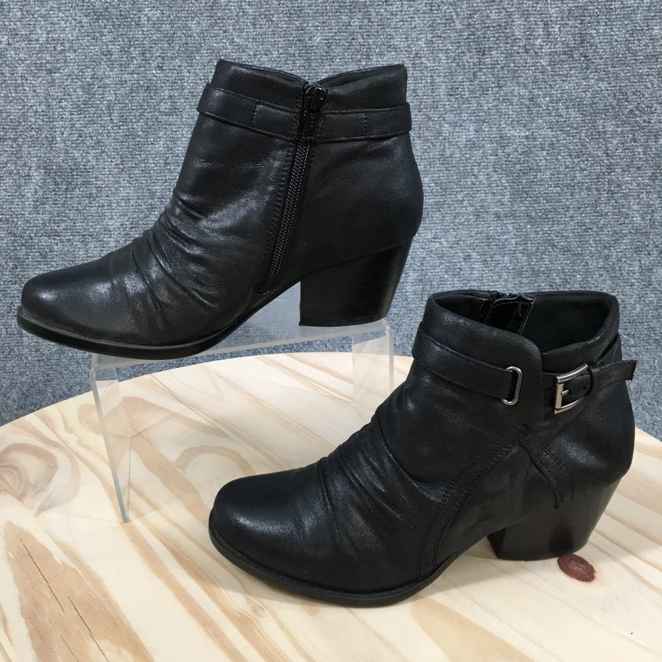 Baretraps 靴子女式 7 M Rosslyn 踝靴黑色皮革杏仁鞋头块 — 第 2/4 张图片