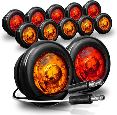 TRUE MODS 1Pc 3/4'' Inch round Amber Trailer 12V LED Marker Light [3 Wire/Drl &