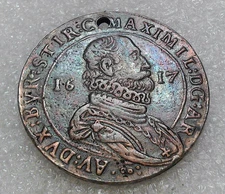 1 THALER, 1617 Maximilian the 3rd Fantasy Coin - Custom Color - 1.5 inches wide