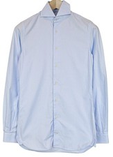 SUITSUPPLY Men's Shirt 35/13 1/2 Regular Fit Blue Cotton Long Sleeve Cutaway 