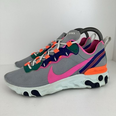 Nike React Element 55 Wolf Grey Fuchsia Womens Size US 7 Shoes Sneakers Trainers