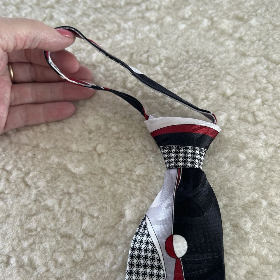 Corbata Umo Lorenzo Italia Pre Hecha Roja Blanca Negra Niños’s Adorable Foto 2 de 4