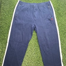 Polo Ralph Lauren Track Pants Mens 2XL XXL Blue White Side Stripe Zip Pockets
