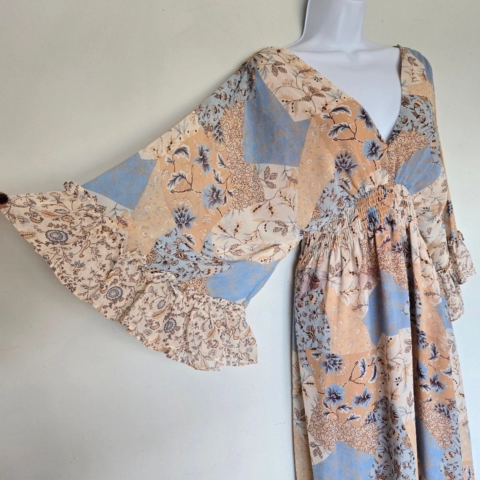 Dress Forum Floral Patchwork Boho Maxi Dress Size S Flowy Romantic Fall Festival - Image 3 of 4