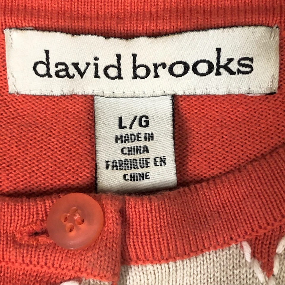 David Brooks Orange Floral Cardigan Sweater Women's L Embroidered 3/4 Sleeves - Image 3 of 4