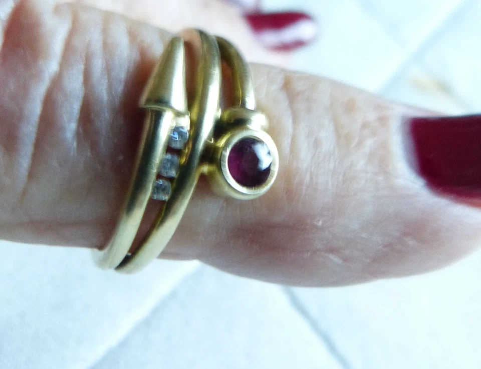 Goldring Rubin Diamant  Ring, 585 Gold, 3,70 g, Ringgröße 56 - Bild 4 von 4