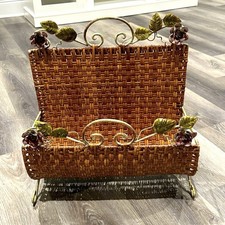 Vintage! Wicker iron floral paper Magazine book stand
