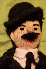 Puppe, Charlie Chaplin, 40 cm ,Gehäkelt, Unikat, Gebraucht