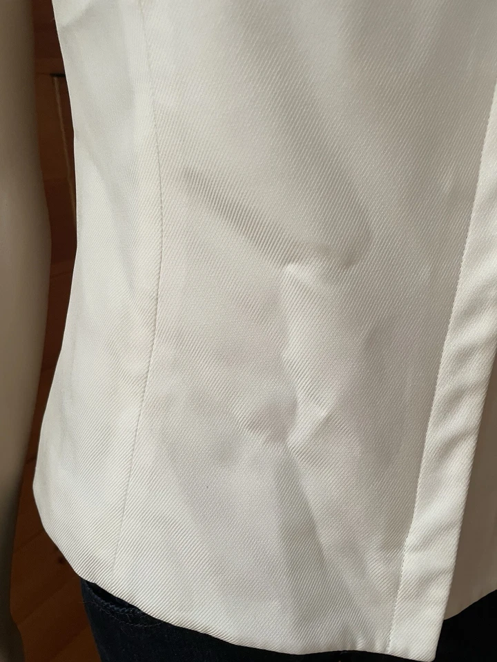 Emporio Armani Women’s White Linen Front Zipper Short Sleeves Blazer Size I38 - Image 3 of 4