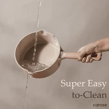 Carote 7" Non-Toxic Ceramic Saucepan 2QT, Induction NonStick with Lid Taupe