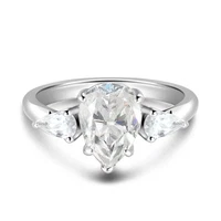 2.6Cttw Pear Cut Moissanite 3-Stone Engagement Ring Women's 925 Sterling Silver