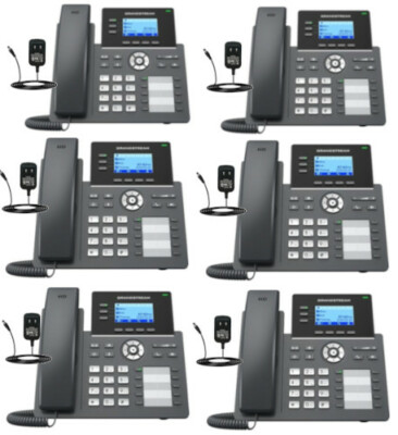 6 Grandstream GRP2604 3-Line 6 SIP Office Phone 10 Busy Field Light Power Supply