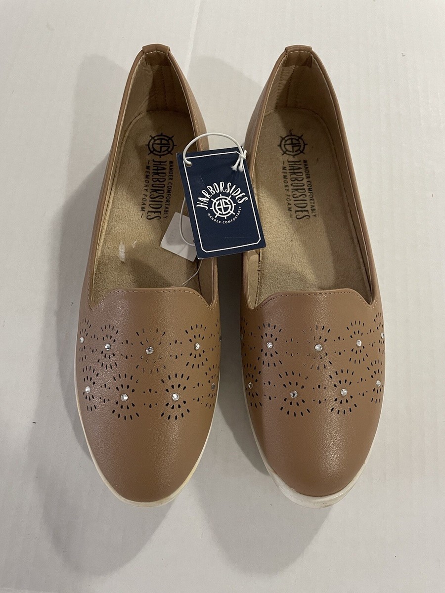 Harborsides Caramel Brown Memory Foam Hollow Out Low-top Slip