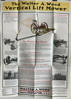 CA 1930s WALTER WOOD VERTICAL LIFT MOWER REAPING MACHINE CO HOOSICK FALLS NY