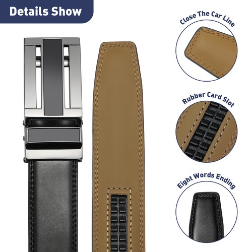 Fashion Mens Leather Ratchet Dress Belts with Buckle Colorful Up to 43'' - Picture 35 of 38