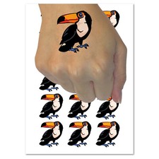 Curious Toco Toucan Bird Temporary Tattoo Water Resistant Fake Body Art Set