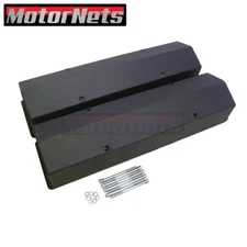 SBC Chevy Fabricated Aluminum Tall Valve Cover Black Powder coated W/O / No Hole