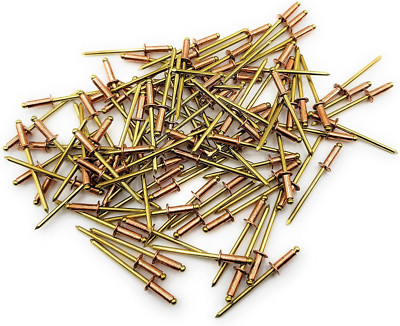 100 Copper Pop Rivets 1/8 Diameter Brass Mandrel Blind Rivets Dome Head 4-4 (1/8