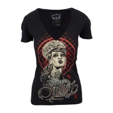 SULLEN LADIES CHECKERED PAST V NECK TOP 