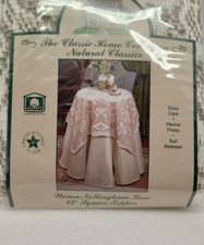 NEW Woven SAND/NATURAL Nottingham Table Topper 43  X 43" Square 100 Cotton