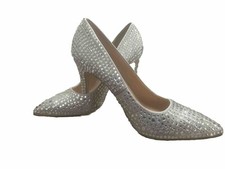 LAUREN LORRAINE SILVER RHINESTONE/MIRROR STILETTO PUMPS