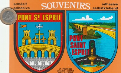 Regionalism stickers. coat of arms. PONT SAINT ESPRIT Postcard