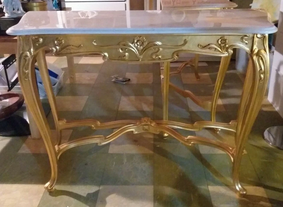  Mesa consola de madera tallada y espejo a juego *Solo recogida local* Foto 4 de 4