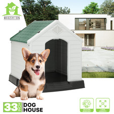 33" Plastic Dog House Durable Assemble Puppy Shelter Pet Kennel Adjustable Vents