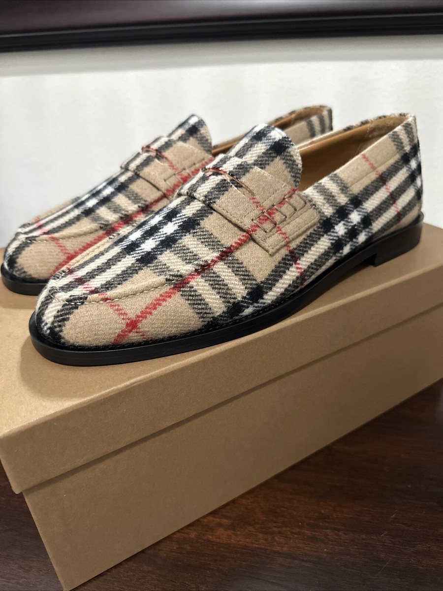 Authentic BURBERRY Beige Men's HACKNEY Check Wool Felt