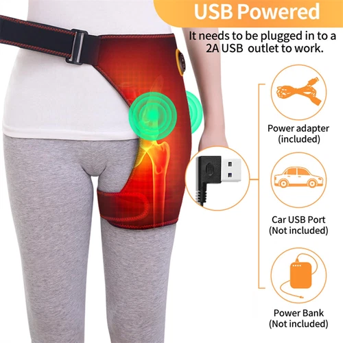 Heating Hip Wrap Brace 3 Heating Modes Adjustable Belt Pain Relief Thigh USA