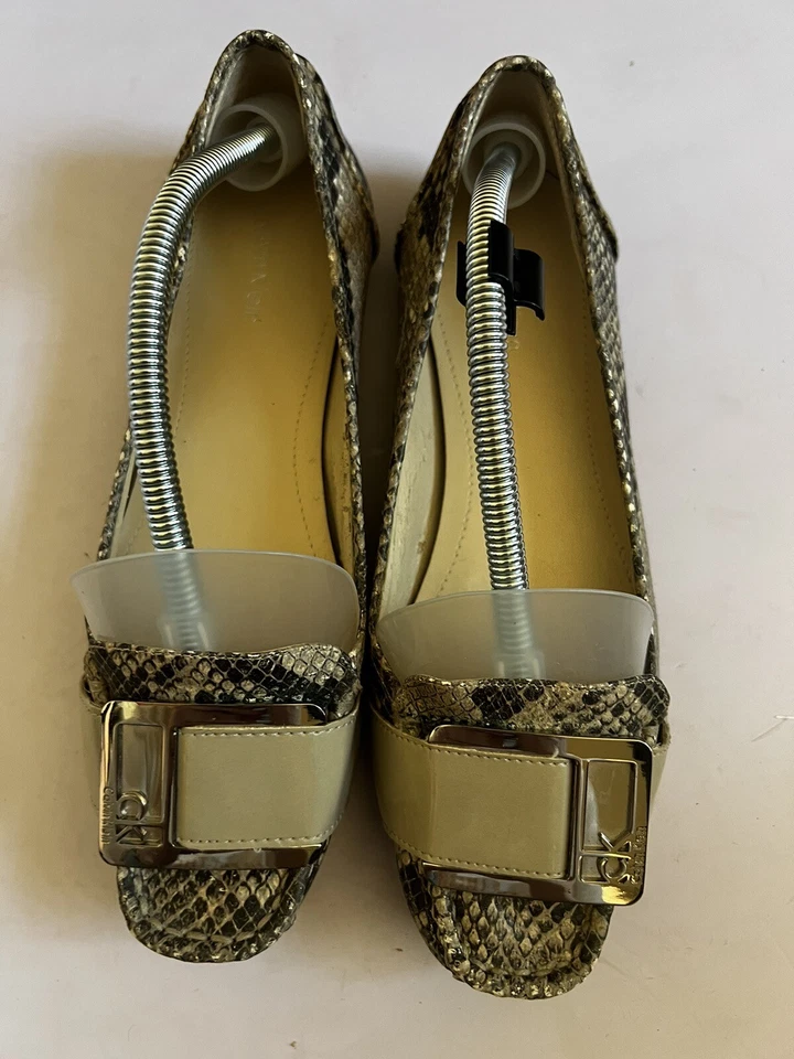 Calvin Klein Snakeskin Print Ballet Flats-Workwear-Casual-Size 7 M-Gold Bar - image 2 of 4