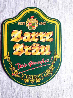 Bierdeckel Bierplatte groß Barre Bräu Lübbecke 18,5 x 25 cm Gedeck-Set Sammler