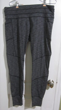 Athleta Marled Gray Stretchy Knit Leggings Side Pockets RN 54023 Size XL