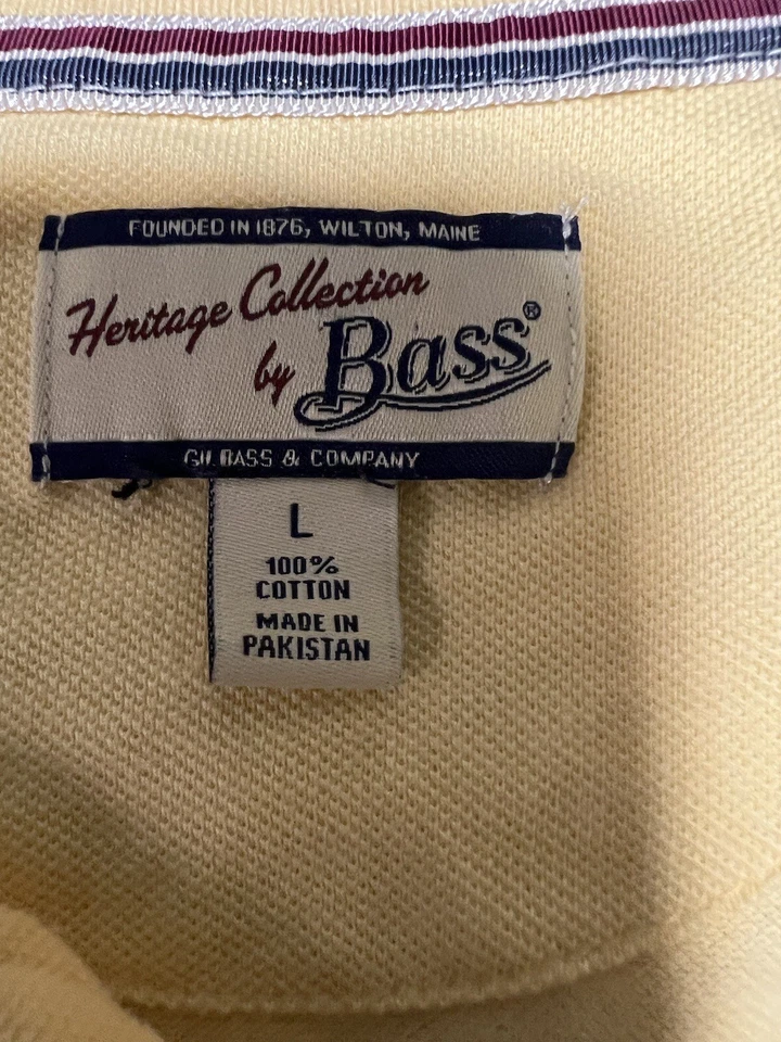 Camisa polo masculina amarela manga curta coleção Bass Heritage grande - Imagem 3 de 4