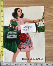 Dolce & Gabbana 2015 Fashions Print Advertisement: Pink Dress & Green Bags