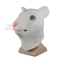 Cosplay White Rat Little Mouse Mask Halloween Party Dress Up Full Head Mask Prop