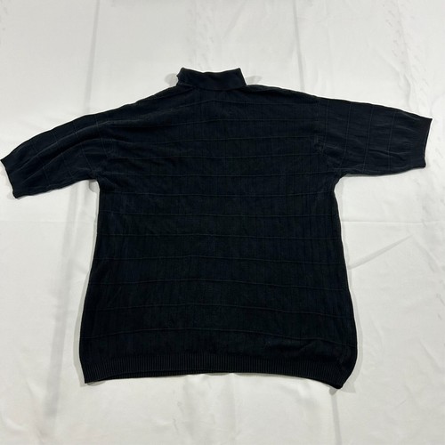 Polo Anthology 100 % seda tejido rejilla cuello para hombre M negro manga corta camisa A231 - Imagen 2 de 4