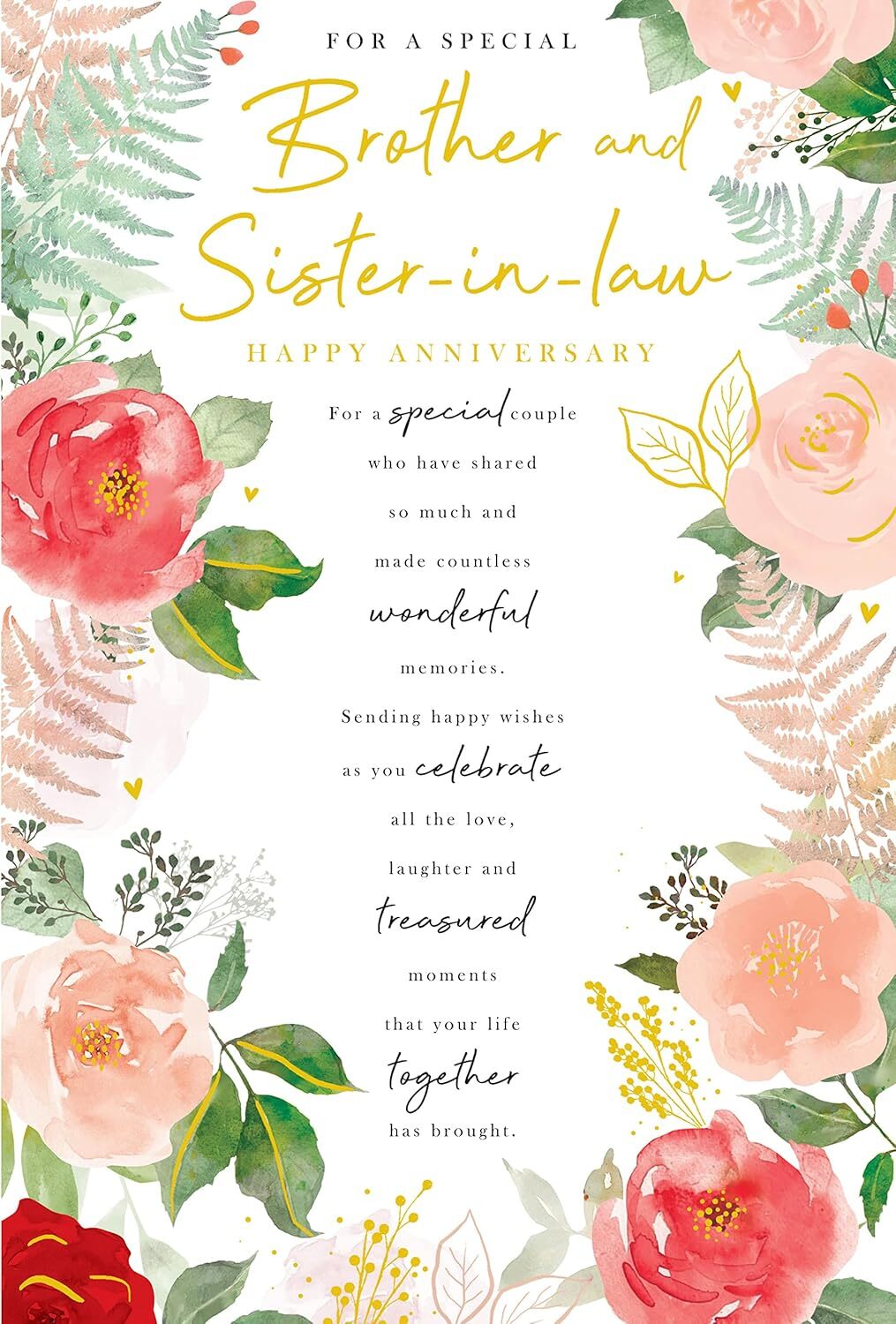 Anniversary Card Brother & Sister In Law - Foil Finish - 6"" x 9""