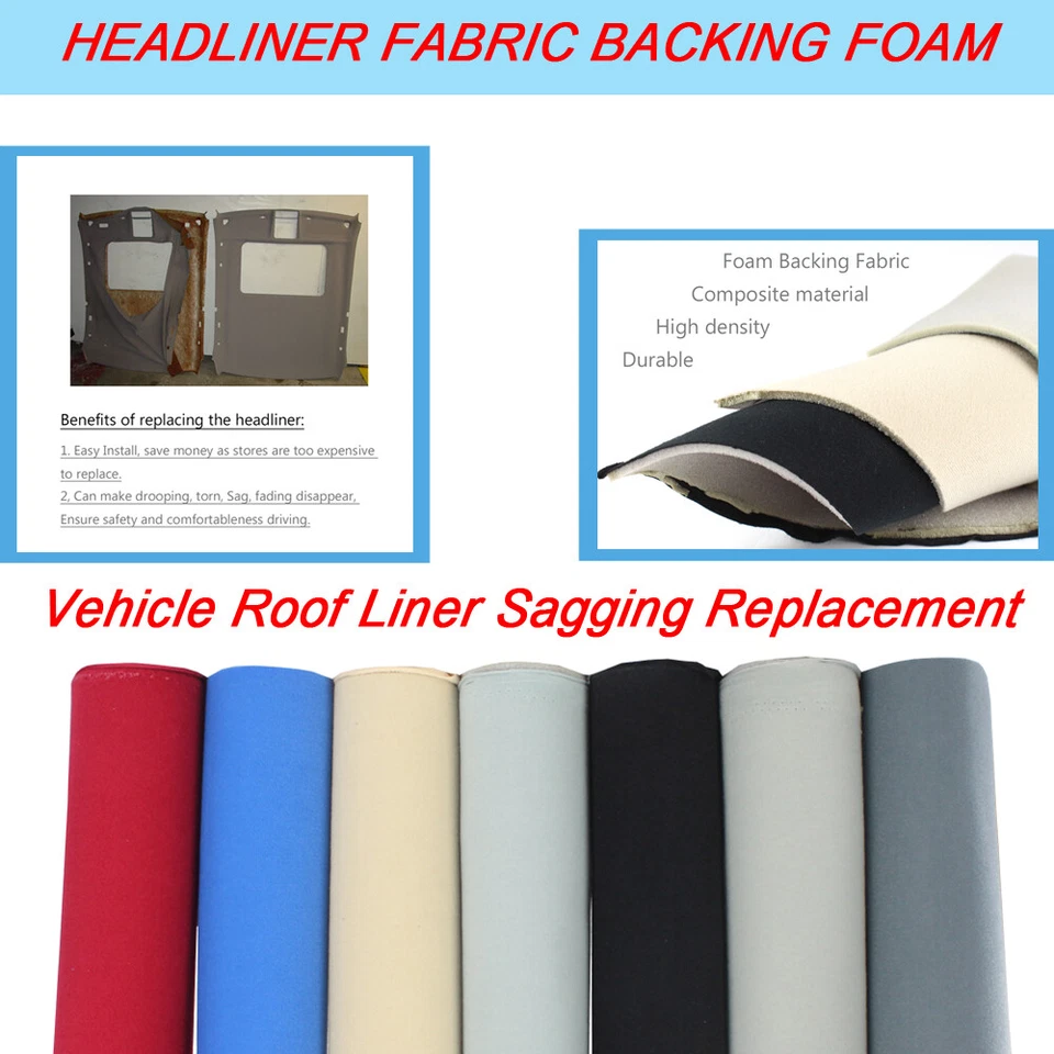 Car Headliner Fabric Ceiling Roof Liner Sagging Replacement/Repair/DIY 60"Wide - Image 2 of 4