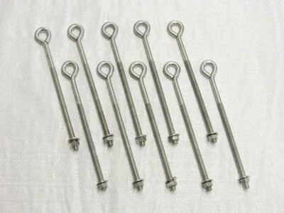 SECUREFIX DIRECT Zinc Plated Folded Straining Eyebolt Washer and Nut M6 150MM (Wire Support)