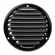 Black Metal Round Air Vent Grille 125mm / 164mm with Fly Screen Flat Duct Cover