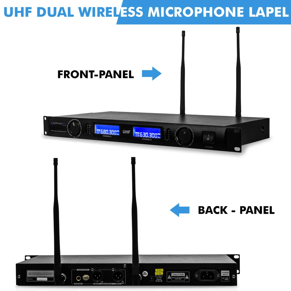 Technical Pro Professional UHF Dual Wireless Microphone Lapel & Headset System - Image 2 of 4
