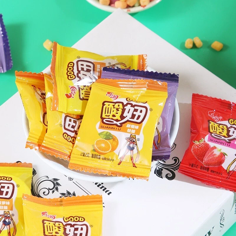 Snack nostálgico chino Le Chao Sour Girl gomoso 150 g*3 bolsas 乐潮酸妞软糖组合混合水果味儿时糖果 怀旧零食 Foto 3 de 3